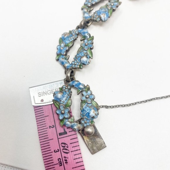 546 Vintage Margot de Taxco 5607 sterling and blue enamel bracelet - Picture 8 of 8